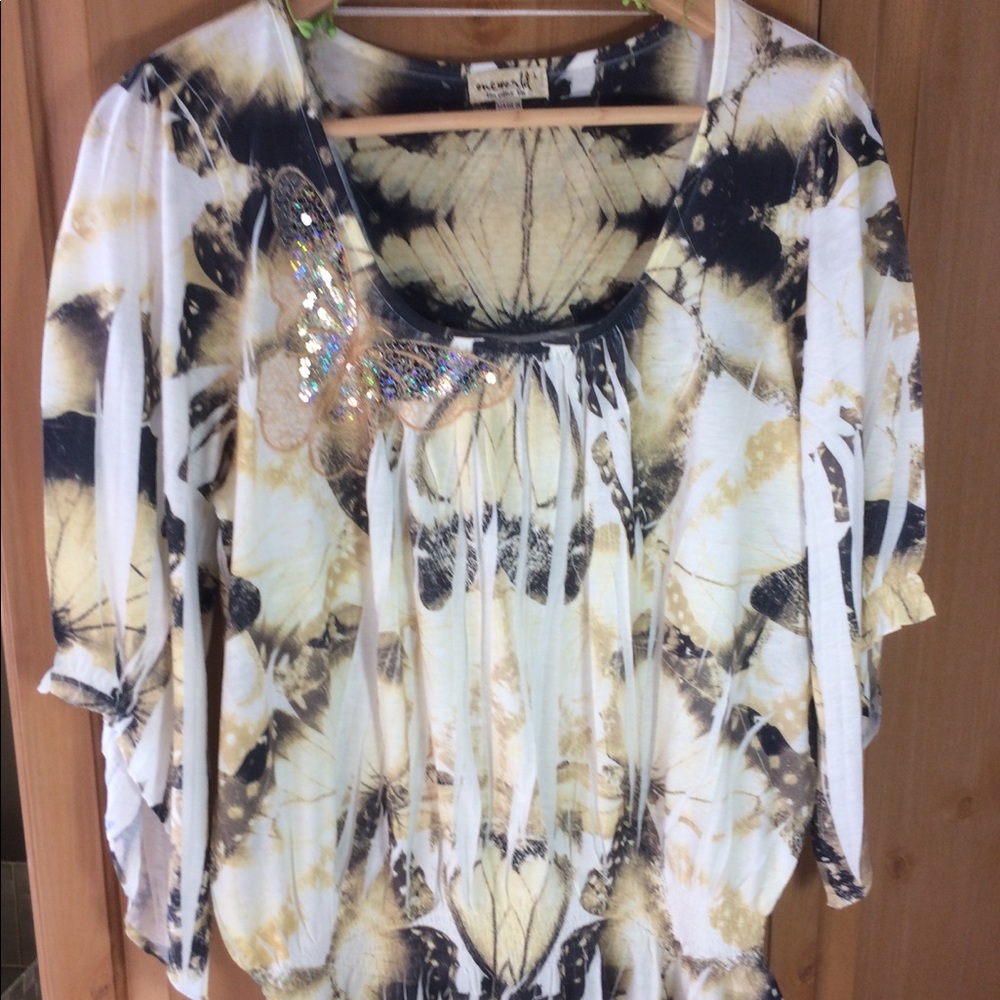 One World Butterfly Top Sz L
